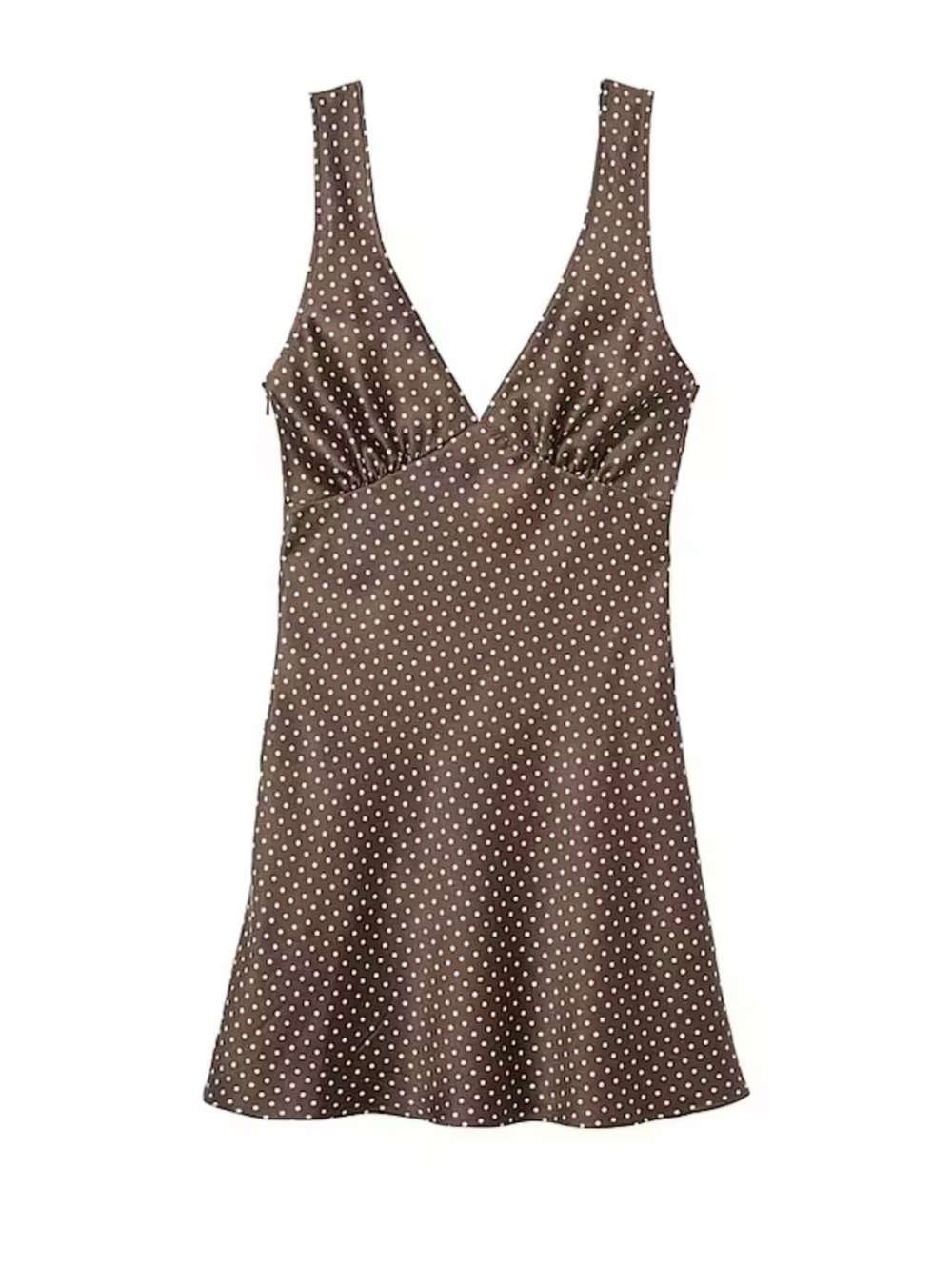 Frankie’s Bikini Brown Polka Dot V-Neck Slip Dress